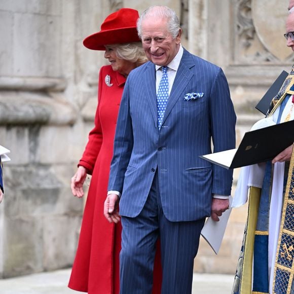 Le roi Charles (Charles III d'Angleterre) et la reine Camilla (Camilla Parker Bowles, reine consort d'Angleterre) quittent la cérémonie annuelle de célébration du Jour du Commonwealth à l'abbaye de Westminster, à Londres. Backgrid UK/ Bestimage