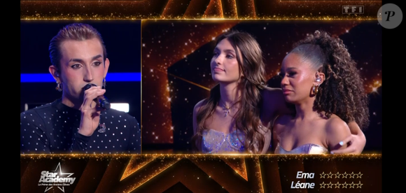 Ema, Léane et Théo L. lors du prime de la "Star Academy 2025" sur TF1 le 14 novembre 2025 sur TF1. Capture d'écran TF1