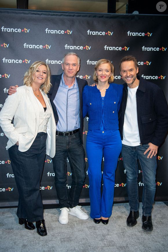 Flavie Flament, Julien Arnaud, Maya Lauque et Damien Thevenot assistent au 40ème anniversaire de l'émission Télé Matin dans les locaux de France Télévision à Paris, France, le 06 février 2025. Photo de Aurore Marechal/ABACAPRESS.COM