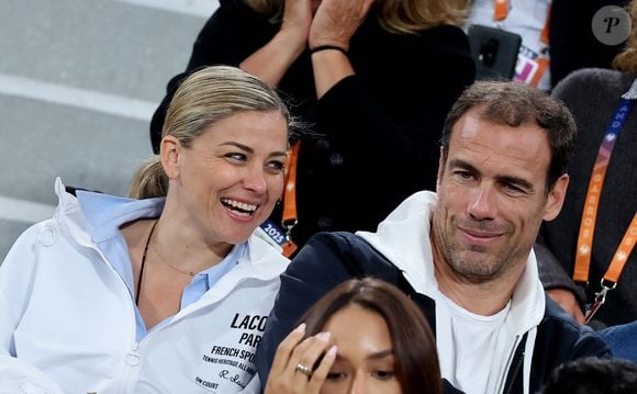 Laure Boulleau et Bruno Cheyrou dans les tribunes lors des Internationaux de France de Tennis de Roland Garros 2025, à Paris, France, le 28 mai 2025. © Jacovides-Moreau/Bestimage