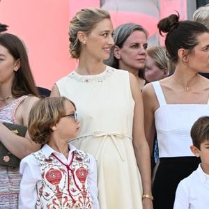 Francesco Carlo Albert Casiraghi et Beatrice Borromeo aux 20 ans de règne du prince souverain Albert II de Monaco sur la place du Palais à Monaco, le 19 juillet 2025.

Photo : Bruno Bebert / Bestimage