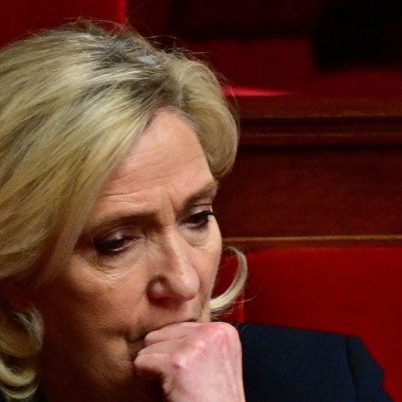 Marine Le Pen - Débat avant le vote d'une motion de censure contre l'article 49.3 du Premier ministre F.Bayrou, le 5 février 2025 à l'Assemblée nationale à Paris. © Christian Liewig / Bestimage