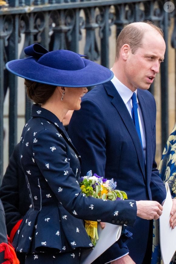 Le prince William, prince de Galles, Catherine (Kate) Middleton, princesse de Galles - La famille royale britannique à la sortie du service annuel du jour du Commonwealth à l'abbaye de Westminster à Londres le 13 mars 2023.