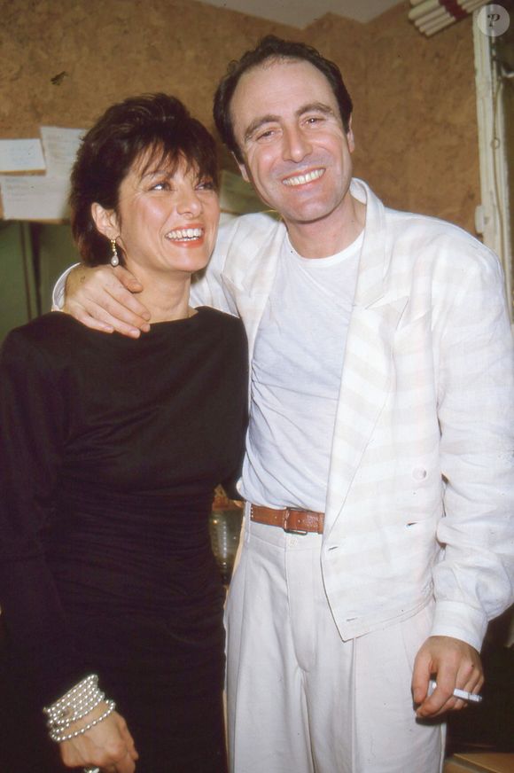 Michel Delpech et sa femme Geneviève à l'Olympia à Paris le 7 avril 1984.
