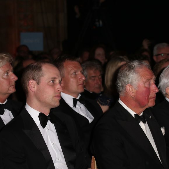 Le prince William, duc de Cambridge, Sir David Attenborough, le prince Charles, prince de Galles, le prince Harry, duc de Sussex, lors de la première de la série Netflix "Our Planet" au Musée d'Histoires Naturelles à Londres, le 4 avril 2019.
