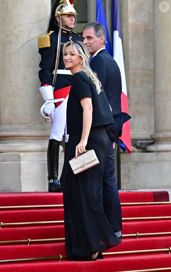 Rodolphe Saadé (Pdg de CMA-CGM et sa femme Véronique Albertini-Saadé - Arrivées au dîner d'état au palais de l'Elysée à Paris donné en l'honneur du roi et de la reine de Danemark le 31 mars 2025.

© Christian Liewig / Bestimage
