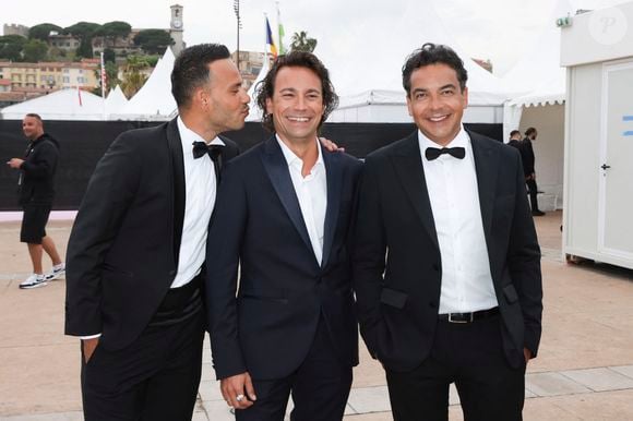 Exclusif - Mohamed Bouhafsi, Bertrand Chameroy, Patrick Cohen sur le plateau de l'émission "C à vous" le 20 mai 2014 lors du 77ème Festival International du Film de Cannes pour une diffusion le 21 mai. © Jack Tribeca / Bestimage