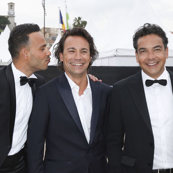 Exclusif - Mohamed Bouhafsi, Bertrand Chameroy, Patrick Cohen sur le plateau de l'émission "C à vous" le 20 mai 2014 lors du 77ème Festival International du Film de Cannes pour une diffusion le 21 mai. © Jack Tribeca / Bestimage