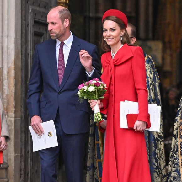 Le prince William, prince de Galles, et Catherine (Kate) Middleton, princesse de Galles, à la sortie de l'abbaye de Westminster lors du "Commonwealth Day 2025", le 10 mars 2025.