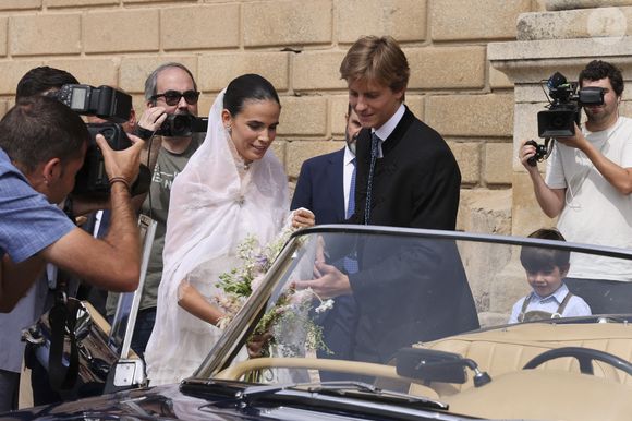 Lucia Entrecanales et Laszlo Bene lors du mariage de Lucia Entrecanales et Laszlo Bene à Tolède, Espagne, le samedi 27 septembre 2025. Photo by GTres/ABACAPRESS.COM