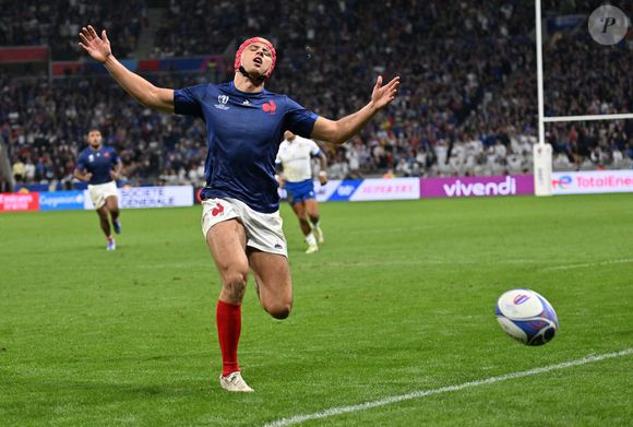 Louis Bielle-Biarrey (france) - Match de Coupe du monde de rugby entre la France et l'Italie (60-7) à Lyon le 6 octobre 2023.