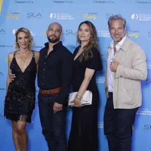 Emma Colberti, Moise SantaMaria, Melanie Maudran et Fabrice Deville sur le tapis bleu du photocall de la soirée du 62ème Festival de Télévision de Monte-Carlo, à Monaco. © Denis Guignebourg/BestImage