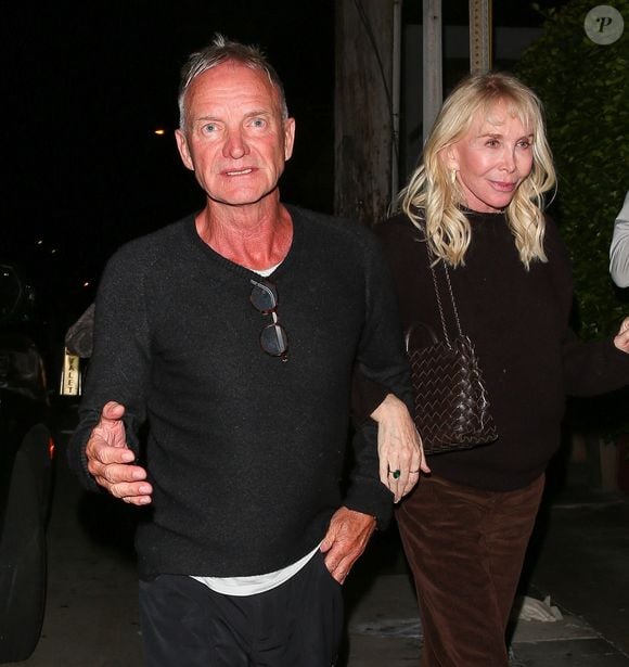 Santa Monica, CA - EXCLUSIF - Sting et sa femme Trudie Styler ont été vus quittant un restaurant italien, Giorgio Baldi à Santa Monica après un dîner romantique. Backgrid USA / Bestimage