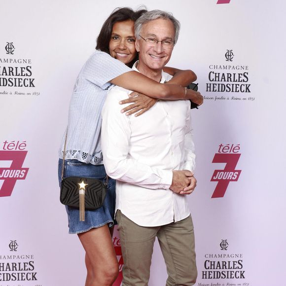 Exclusif - Karine Le Marchand et Laurent Petitguillaume - Soirée "Télé 7 Jours Summer Party" au restaurant "Monsieur Bleu" à Paris le 14 juin 2022. © Christophe Aubert via Bestimage