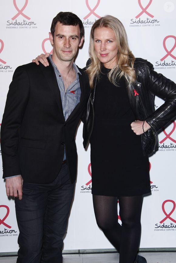 Vincent Chatelain et Agathe Lecaron lors de la conférence de presse du Sidaction 2012 à Paris, le 12 mars 2012. ©Bestimage