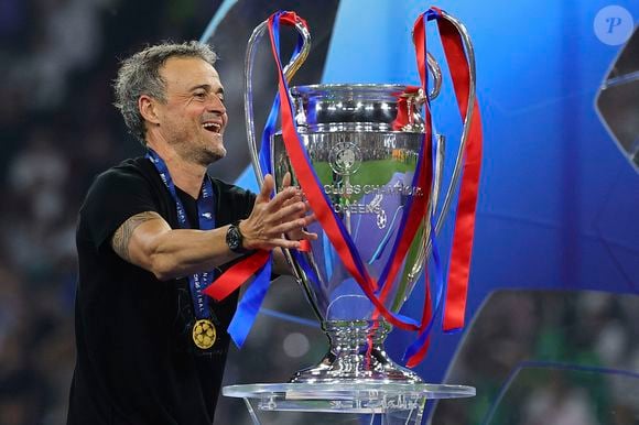 Luis Enrique Martinez fête la victoire du PSG en finale de la Ligue des champions à la Munich Football Arena le 31 mai 2025. Photo Inside/Psnewz/Bestimage