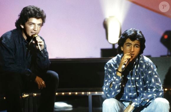 Archive - Portrait du duo de chanteurs David et Jonathan (David Marouani et Jonathan Bermudes) à Paris, France, le 16 février 1989. © Cédric Perrin/Bestimage
