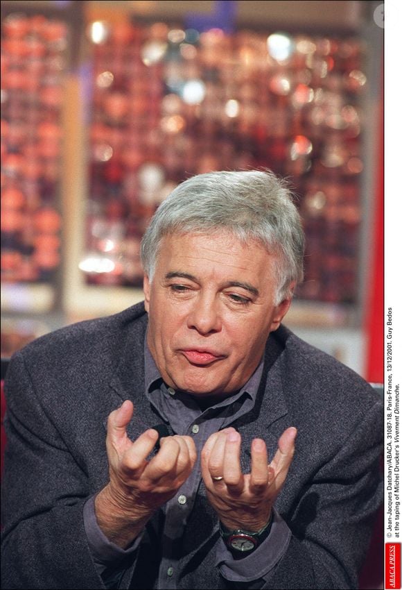 Guy Bedos lors de l'enregistrement de l'émission Vivement Dimanche de Michel Drucker, à Paris en 2001. © Jean-Jacques Datchary/ABACA.