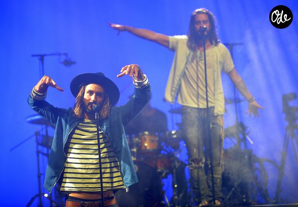 Fréro Delavega (Jérémy Frérot et Florian Delavega) lors de leur dernier concert parisien de la tournée avant séparation à l'AccorHotels Arena à Paris, France, le 7 avril 2017. © Veeren/Bestiamge