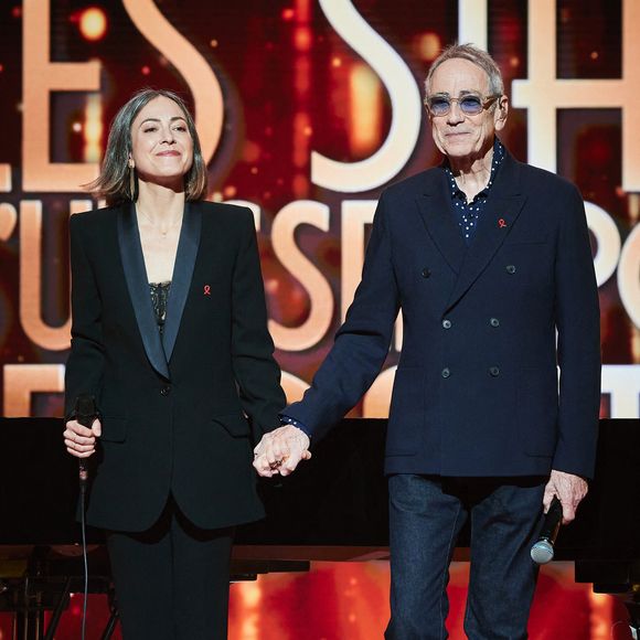 Exclusif - Alain Chamfort et Keren Ann lors de l’enregistrement de l’émission “Les stars s’unissent pour le Sidaction” au théâtre Marigny à Paris, France, le 11 mars 2025. L’émission sera diffusée en prime le 22 mars sur France 2. © Guirec-Moreau/ Bestimage