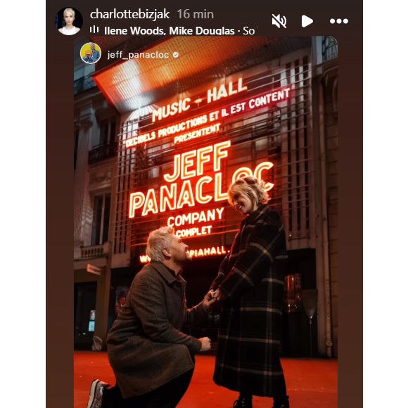 Et c'est devant l'Olympia que l'humoriste a demandé la comédienne en mariage.

Jeff Panacloc publie une photo du jour où il a demandé en mariage sa compagne Charlotte, devant l'Olympia à Paris.