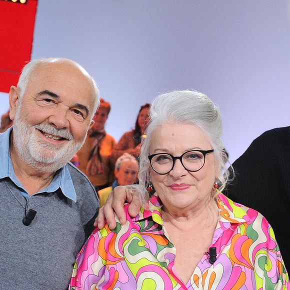 Exclusif - Gérard Jugnot, Josiane Balasko et Thierry Lhermitte - Enregistrement de l'émission Vivement dimanche consacrée à l'équipe du Splendid au studio Rive Gauche, présentée par M.Drucker, diffusée le 23 février 2025 sur France 3. 
© Guillaume Gaffiot / Bestimage