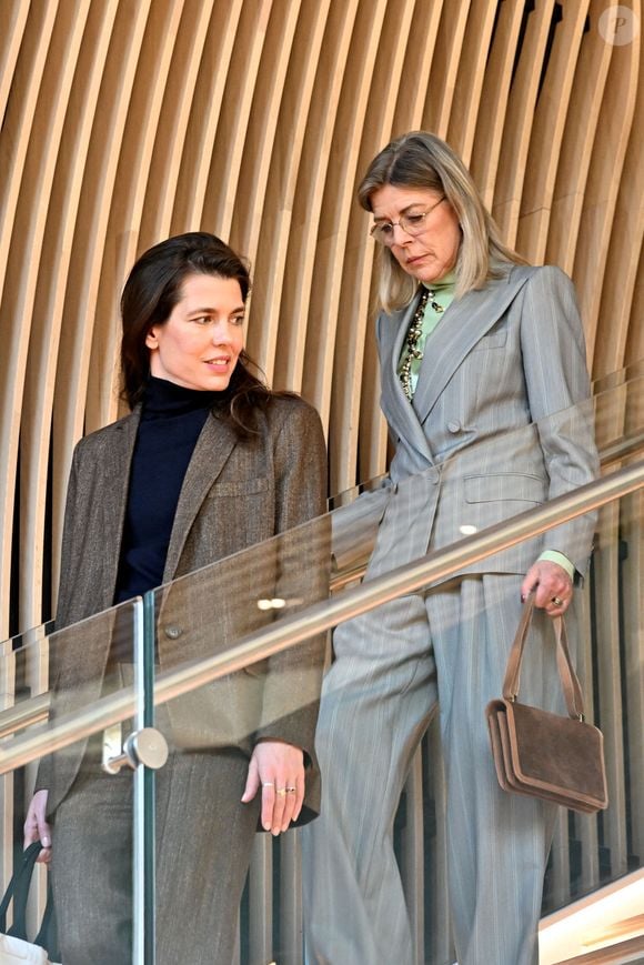 Le prince Albert II de Monaco, la princesse Caroline de Hanovre, Charlotte Casiraghi et Mélanie-Antoinette de Massy inaugurent la médiathèque Caroline à Monaco, le 10 décembre 2025. © Bruno Bebert / Bestimage