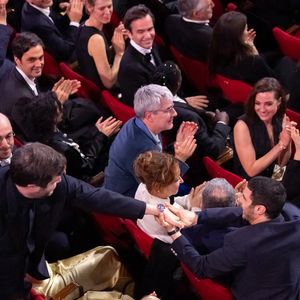 Karim Leklou (César du meilleur acteur pour "Le roman de Jim"), Tahar Rahim - Cérémonie de la 50ème édition de la cérémonie des César à l'Olympia à Paris, France, le 28 février 2025 © Dominique Jacovides - Olivier Borde / Bestimage