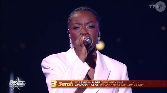 Sarah lors du prime de la "Star Academy" le 17 janvier 2026 sur TF1.