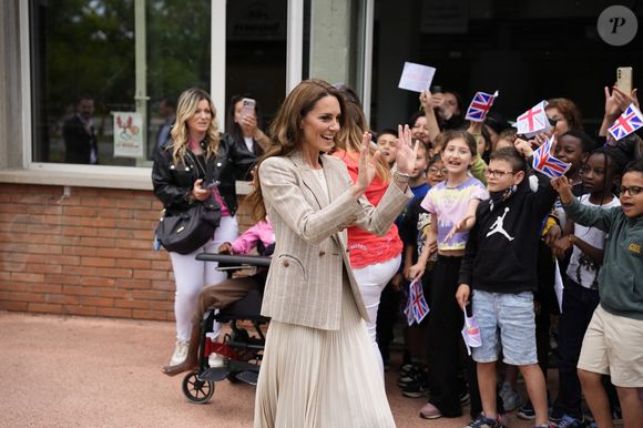 Catherine (Kate) Middleton, princesse de Galles, visite l'école maternelle Salvador Allende à Reggio Emilia (Italie), lors de son voyage consacré à la petite enfance, le 14 mai 2026.
© GOFF / Bestimage