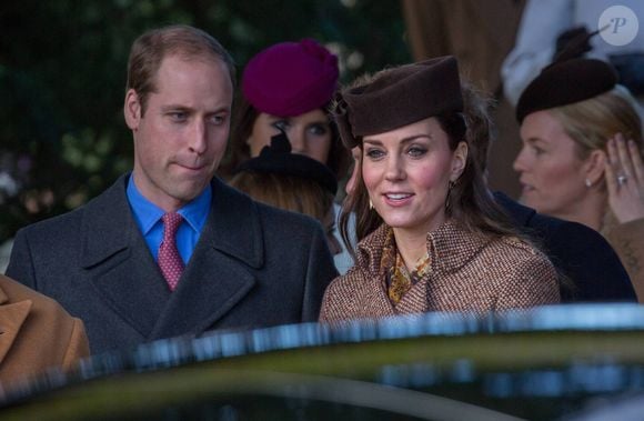 Le prince William, le duc de Cambridge et Catherine Kate Middleton, la duchesse de Cambridge enceinte - La reine, accompagnée des membres de la famille royale anglaise, assiste à la messe de Noël à Sandringham, le 25 décembre 2014. EXPRESS SYNDICATION / BESTIMAGE