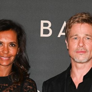 Brad Pitt et Karine Le Marchand à la première du film "Babylon" au cinéma Le Grand Rex à Paris, France, le 14 janvier 2023. © Coadic Guirec/Bestimage