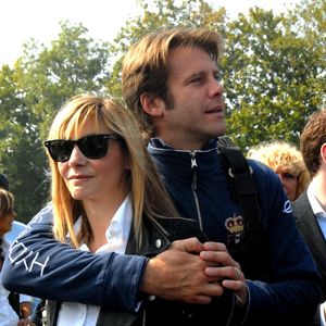 Clotilde Courau et Emmanuel-Philibert de Savoie visitent l'aéroport de Bresso à l'occasion de la journée dédiée aux personnes handicapées. Le 7 octobre 2013. Photo by IPA/ABACAPRESS.COM