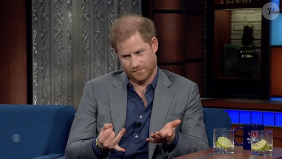 Le prince Harry donne une interview sur le plateau de Stephen Colbert à propos de la vie après la mort. Photo par JLPPA / Bestimage