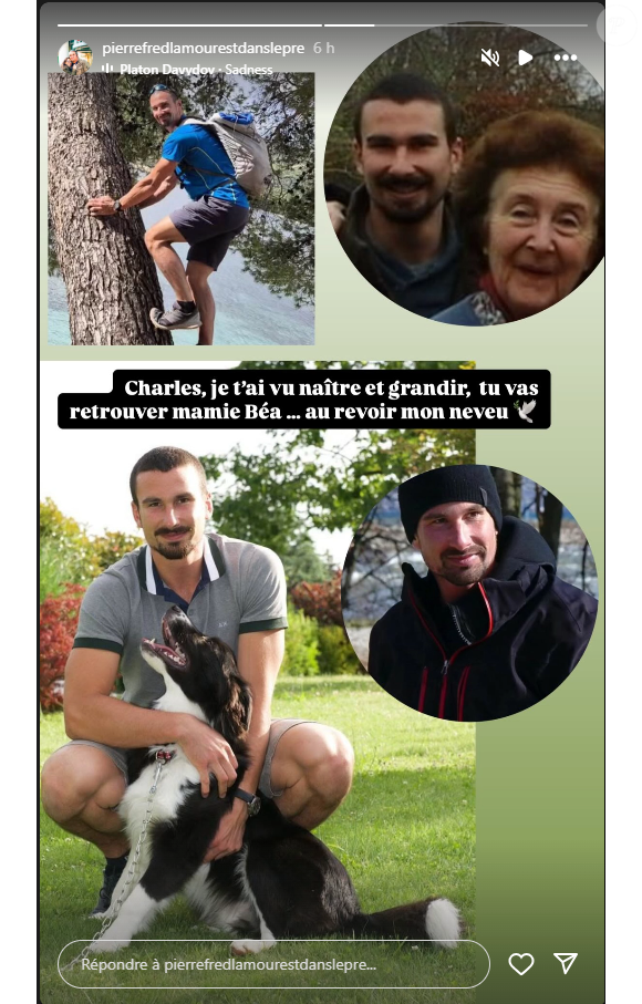La nouvelle a été annoncée en story Instagram
Pierre de "L'amour est dans le pré" annonce la mort de son neveu, sur Instagram, le 27 mai 2025
