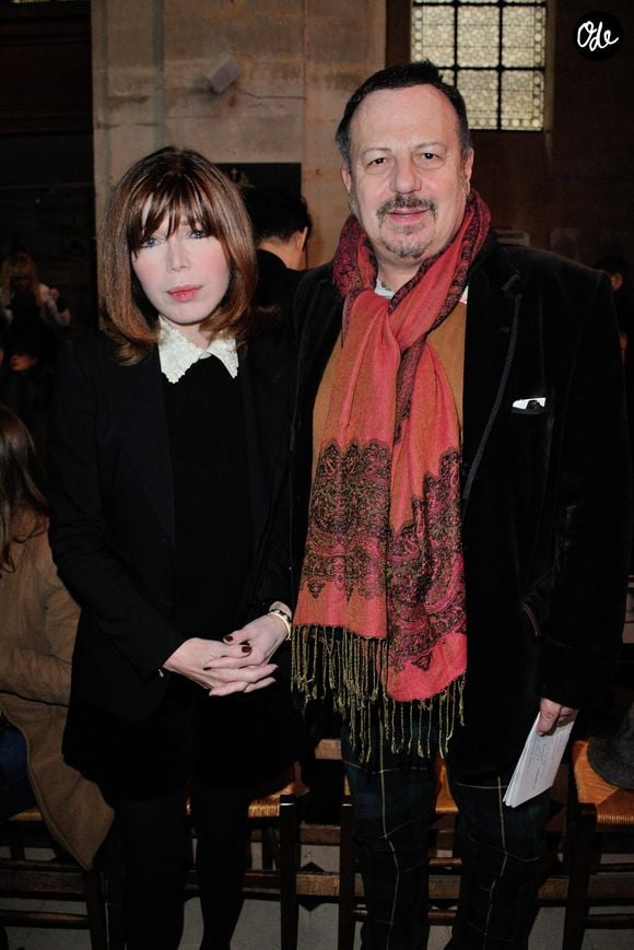 Henry-Jean Servat et Isabelle Morizet assistent au défilé de la collection Haute Couture printemps-été 2015 de Franck Sorbier, qui s'est tenu à l'Oratoire du Louvre à Paris, en France, le 28 janvier 2015. Photo : Alban Wyters/ABACAPRESS.COM