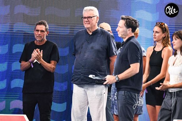 Manon Bousquet (fille de L.Manaudou et F.Bousquet) - Jean-Luc Manaudou, Elsa Bois - Championnats d'Europe de natation au Centre aquatique olympique à Saint-Denis le 14 août 2026.

© Baptiste Autissier / PsnewZ / Bestimage