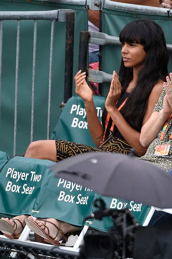 Benoit Paire petite amie Shy'm lors de l'Open de Miami présenté par Itau au Crandon Park Tennis Center à Key Biscayne, Miami, FL, USA le 25 mars 2016. Photo Corinne Dubreuil/ABACAPRESS.COM