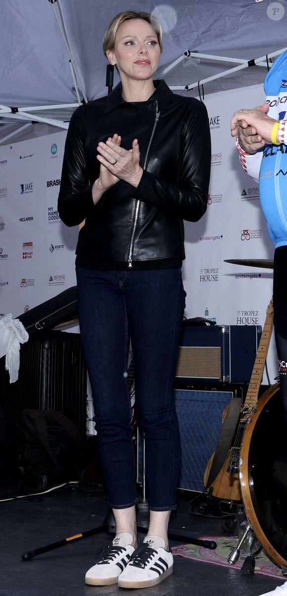 La princesse Charlène de Monaco - Le prince Albert II de Monaco participe à une randonnée à vélo de Saint-Tropez à la Principauté de Monaco en 4 heures et 15 minutes, au profit de la Fondation de la Princesse Charlène de Monaco le 27 avril 2025. © Claudia Albuquerque/Bestimage