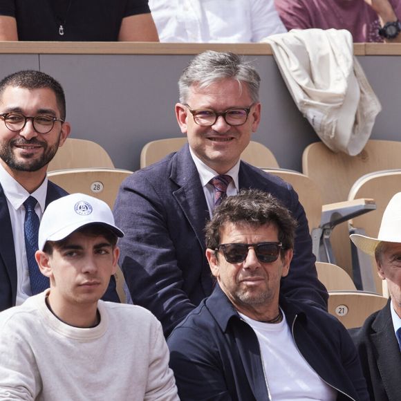 Jean-Charles Tréhan, Patrick Bruel et son fils - Célébrités dans les tribunes des Internationaux de France de tennis de Roland Garros 2024 à Paris. Le 5 juin 2024
© Moreau-Jacovides / Bestimage