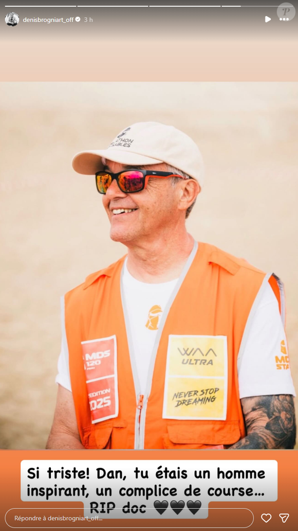 Ce proche était visiblement lié au monde du sport et au staff du Marathon des sables, une compétition chère à l'animateur.

Denis Brogniart rend hommage à un ami disparu.