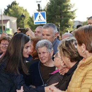 Le roi Felipe VI et la reine Letizia d’Espagne, visitent Letur trois semaines après l'ouragan et les inondations. Europa Press / Bestimage