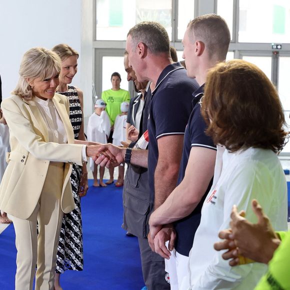 La princesse Charlène de Monaco, Brigitte Macron lors de l'opération Water Safety Day à la piscine du stade Louis II à Monaco le 8 juin 2025.
© Dominique Jacovides / Bestimage