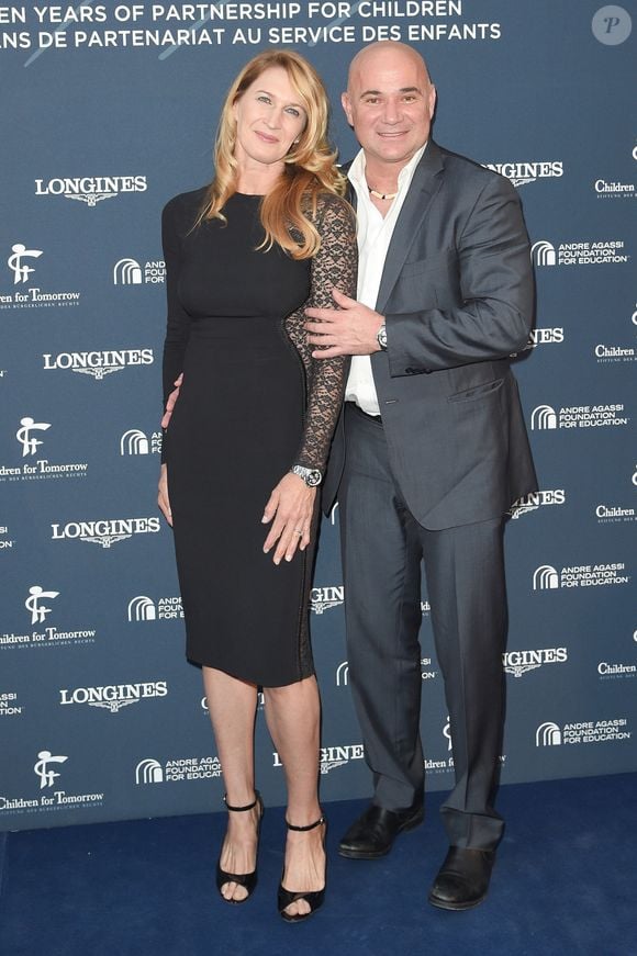 Steffi Graf et son mari André Agassi  - Longines a organisé un Gala de charité en l'honneur de Steffi (Stefanie) Graf et de André Agassi avec les associations caritatives "Children for Tomorrow" et "The André  Agassi Foundation for Education" au Musée Rodin à Paris avec qui la marque célèbre ses 10 ans de partenariat. Longines donnera le coup d’envoi d’une vente aux enchères de montres exclusives en faveur des associations de Steffi Graf et de André Agassi. Paris le 2 juin 2018
© Guirec Coadic/Bestimage