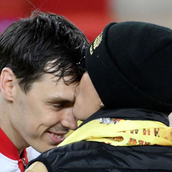 Louis Ducruet et sa mère la princesse Stéphanie de Monaco durant la cinquième édition de la Fight Aids Cup, un match de football caritatif au stade Louis II à Monaco, le 22 janvier 2025, qui oppose l'équipe du Cirque FC de la princesse Stéphanie et les Barbagiuans du prince Albert.© Bruno Bebert / Bestimage