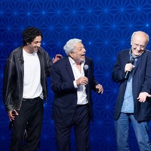 Exclusif - Laurent Ruquier, Max Boublil, Enrico Macias, Philippe Geluck, Faustine Bollaert pour les surprises de l'enregistrement de l'émission "La Boîte à secrets", présentée par F.Bollaert et diffusée le 16 octobre sur France 3, à Paris, France, le 29 septembre 2026. © Cyril Moreau/Bestimage