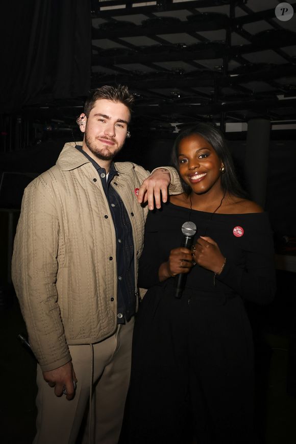 Exclusif - Julien Lieb, Mentissa en backstage du concert du gala de Noël de l'association Tout le monde contre le cancer fête ses 20 ans diffusé le 24 décembre sur M6 à l'Adidas Aren Porte de la Chapelle à Paris, France, le 4 décembre 2025. © Jack Tribeca/Bestimage