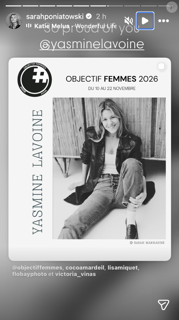 L'image partagée par Sarah Poniatowski annonce la participation de Yasmine à l'événement "Objectif Femmes 2026", qui se tiendra du 10 au 22 novembre prochain. 

Sarah Poniatowski célèbre sa fille Yasmine Lavoine, qui va participer à un bel événement.