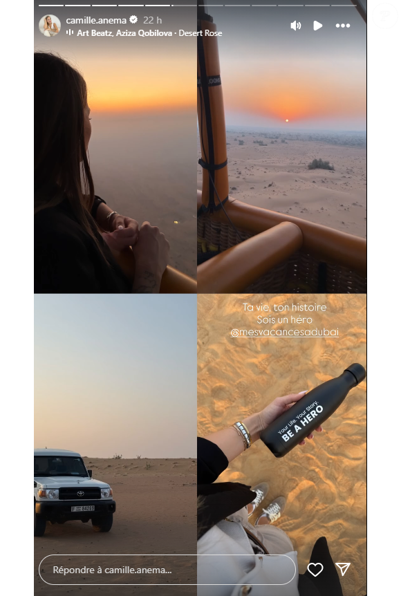 Une destination qu'elle ne pensait pas apprécier un jour.

Camille Santoro (Familles nombreuses) en vacances à Dubaï, le 15 octobre 2025 sur Instagram.