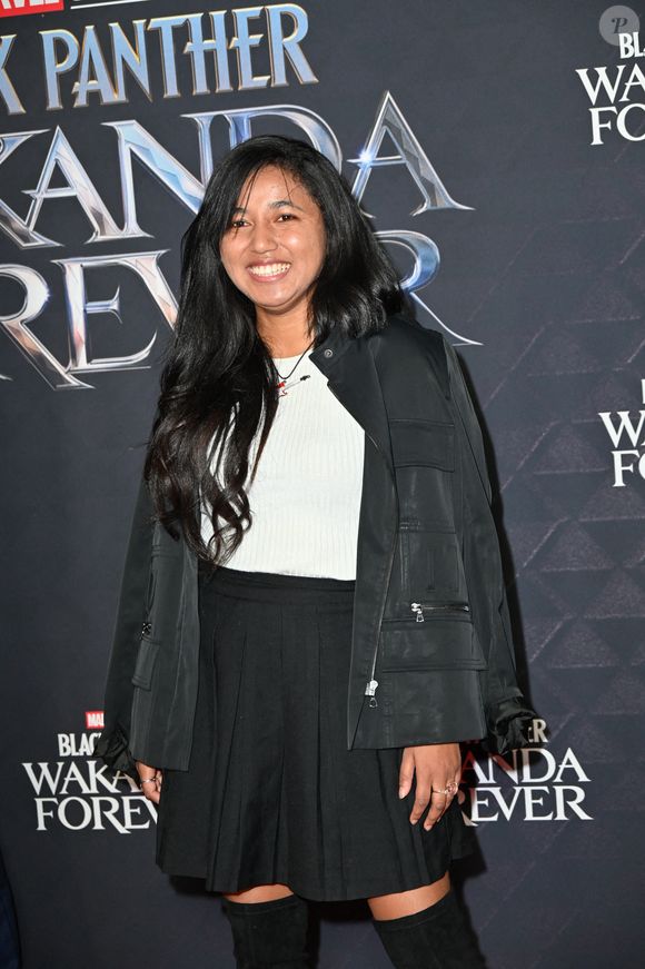 Anisha, finaliste de la Star Academy 2022, assiste à la première de 'Black Panther Wakanda Forever' au Grand Rex, à Paris, France, le 7 novembre 2022. Photo par Mireille Ampilhac/Abaca